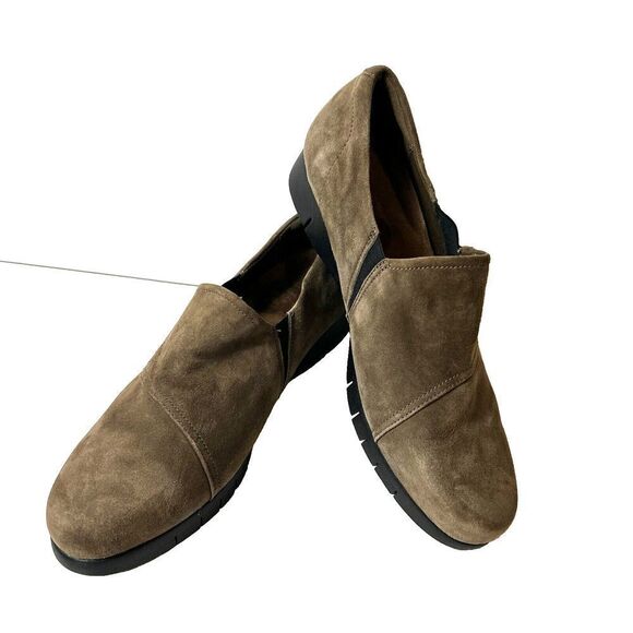 Clarks Artisan Women's 11 M Brown Suede Wedge Comfort Casual Slip On Loafer Shoe - Picture 2 of 10